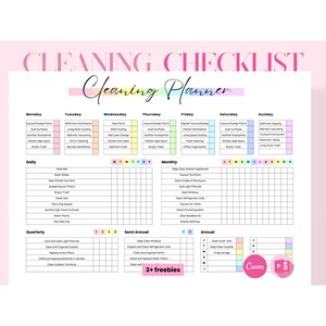 House Cleaning Checklist: Weekly Cleaning Schedule, ADHD Cleaning Planner, Editable Cleaning List & Printable Cleaning Organizer, home chore