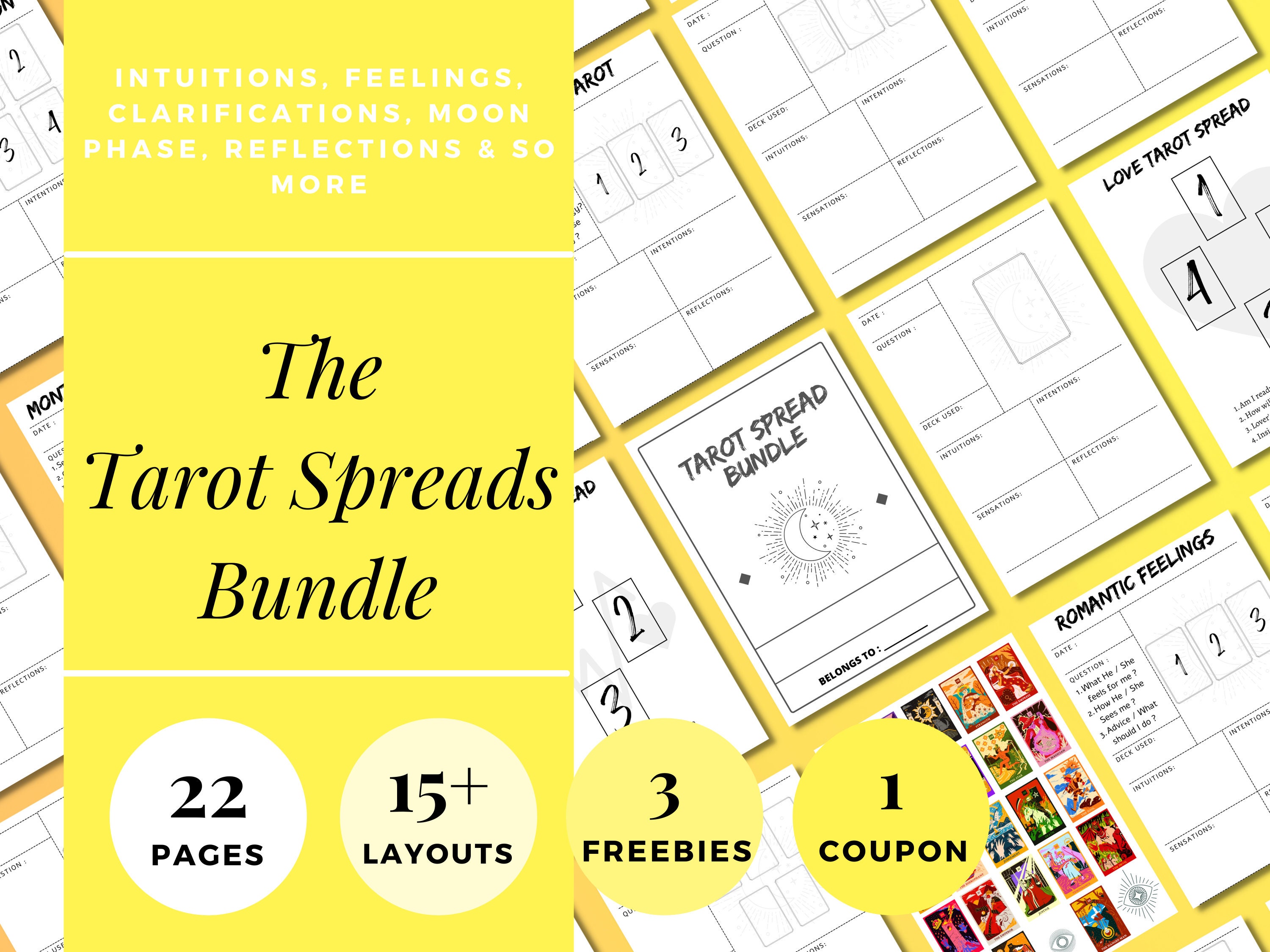 Tarot Spread Pdf Printable Tarot Deck Tarot Bundle Tarot Journal