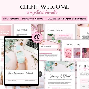 Client Onboarding bundle, Client onboarding templates, Client onboarding template bundles, Services and pricing guide, Welcome packet pdf