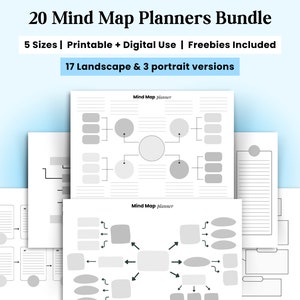 Mind Map template, Printable Blank Mind Map Planner, Study Guide Template, Brain Dump, Brainstorming, Idea Map, Concept Note Taking Diagram