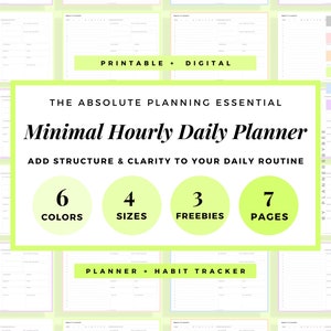 Hourly Daily Planner Printable Digital Daily Planner Template Hour By Hour 24 Hour Daily Hourly Schedule PDF Daily Work & Personal Planner