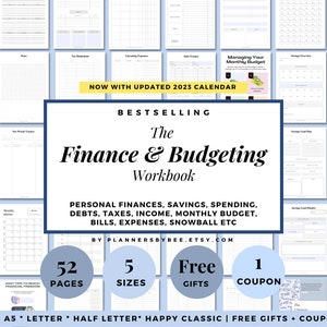 Financial Planner, Printable Budget Planner, Finance Savings Tracker Binder, Monthly Debt Bill, Expenses Tracker, Budget Planner Printable