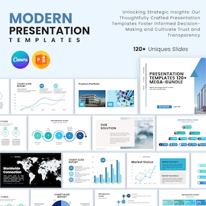 Canva PowerPoint Presentation Template: 120+ Business Slides (Digital Download)