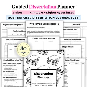 PhD Dissertation Planner, Thesis Dissertation Journal, Final Year Undergraduate Masters Planner, Research project, Thesis Paper Presentation
