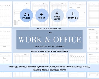 Printable Work Schedule Planner Office Tasks Checklist Office Organizer Work To Do Employee Planner Business Meetings Work Emails Tracker