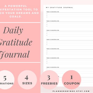 Daily Gratitude Journal, Gratitude Journal Prompts, Gratitude Template PDF, Gratefulness Planner, Gratitude Bullet Journal, Mindfulness Plan