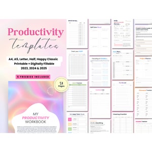 productivity planner ADHD planner for adults daily planner weekly planner monthly planner bundle A4 A5 us letter classic hp inserts pdf