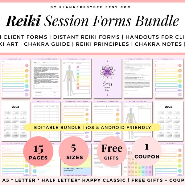 Reiki Business Form Bundle, Reiki Session, Reiki Certificates, Distance Reiki Forms, Reiki Intake Form, Waiver Reiki Session, Chakra Guide