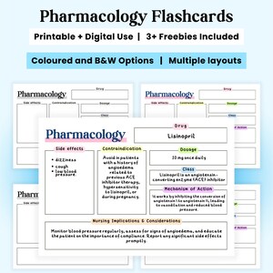 Pharmacology Flash Cards, Pharmacology Drug Flashcard Template, Drug ...