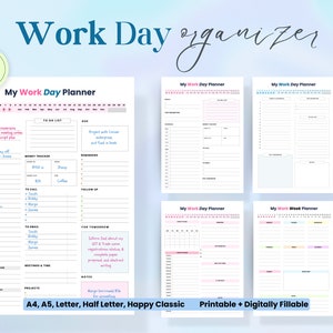 Office Organizer, Work Day Planner, Business Office Planner, Productivity Day Planner for Work, Digital Work Schedule, Work Time Schedule