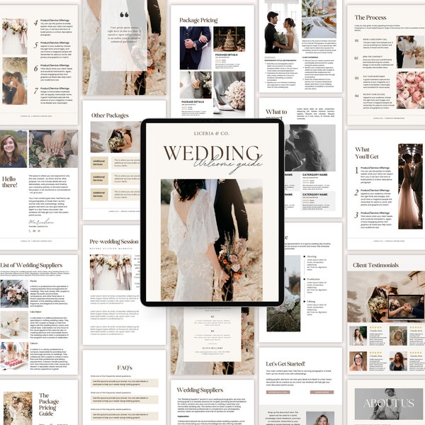 Wedding Photography Pricing Guide Template Welcome Guide With Text Photographer Client Guide Magazine Canva Templates Information Brochures