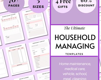 Household Planner, Home Management, Home Organization, Cleaning, Life Binder, Medical Care, Meals, Finances, Car Pets School, Life Planners