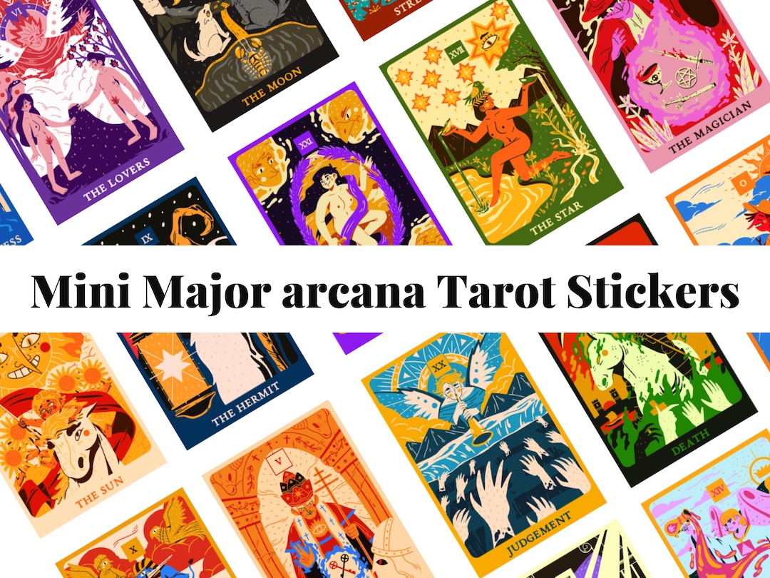 Mini Printable Tarot Card Stickers, 22 Major Arcana, Tarot Cards ...