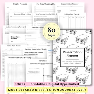 Dissertation Planner, 2025 Thesis Dissertation Journal, Final Year Undergraduate Masters PhD Planner, Supervisor Meetings, Research project