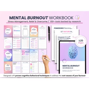 Burnout and Prevention Resource Pack, Stress worksheets, self-care, therapy worksheets, self-help, mental health planner, anxiety journal
