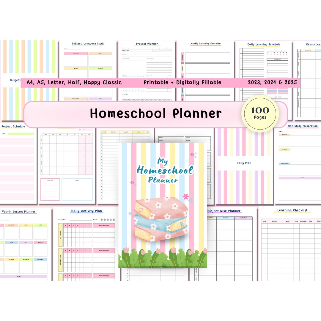 Homeschool Planner Pages, Homeschool Planner BUNDLE, Printable ...