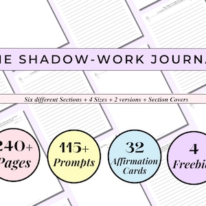 Shadow Work Journal, Shadow Work Prompts, Shadow Work Oracle Workbook, Enlightenment Journal, Inner Child Healing, Self Discovery Printable