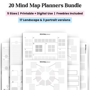Mind Map Template, Printable Mind Map Planner, Study Guide Template, Brain Dump, Brainstorm, Brainstorming, Idea Map, Note Taking Diagram