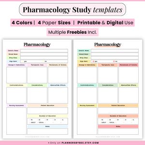 Plantilla de farmacología, obsequio de farmacología, tarjetas didácticas para estudiantes, enfermera en formación, guía de bolsillo para enfermería, hojas de dosificación, nota médica editable