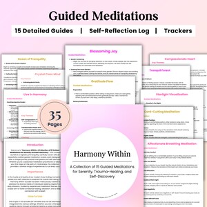 Guided Meditation Scripts for beginners, Trauma and Healing, Inner Peace Journal, Mindfulness Meditation, 5 minute Anxiety Meditation books