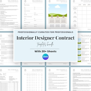 Interior design contract form template, Interior decorating designer agreement, design proposal, project management, service canva business