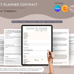 Event Decorating Services Contract, Client Service Agreement, Editable Event Planning Forms, Wedding Decor Equipment Rental, Canva Templates