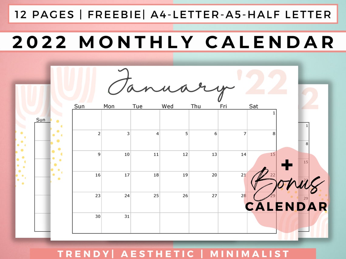 2023 Calendar Printable Aesthetic Botanical Calendar 12 - Etsy