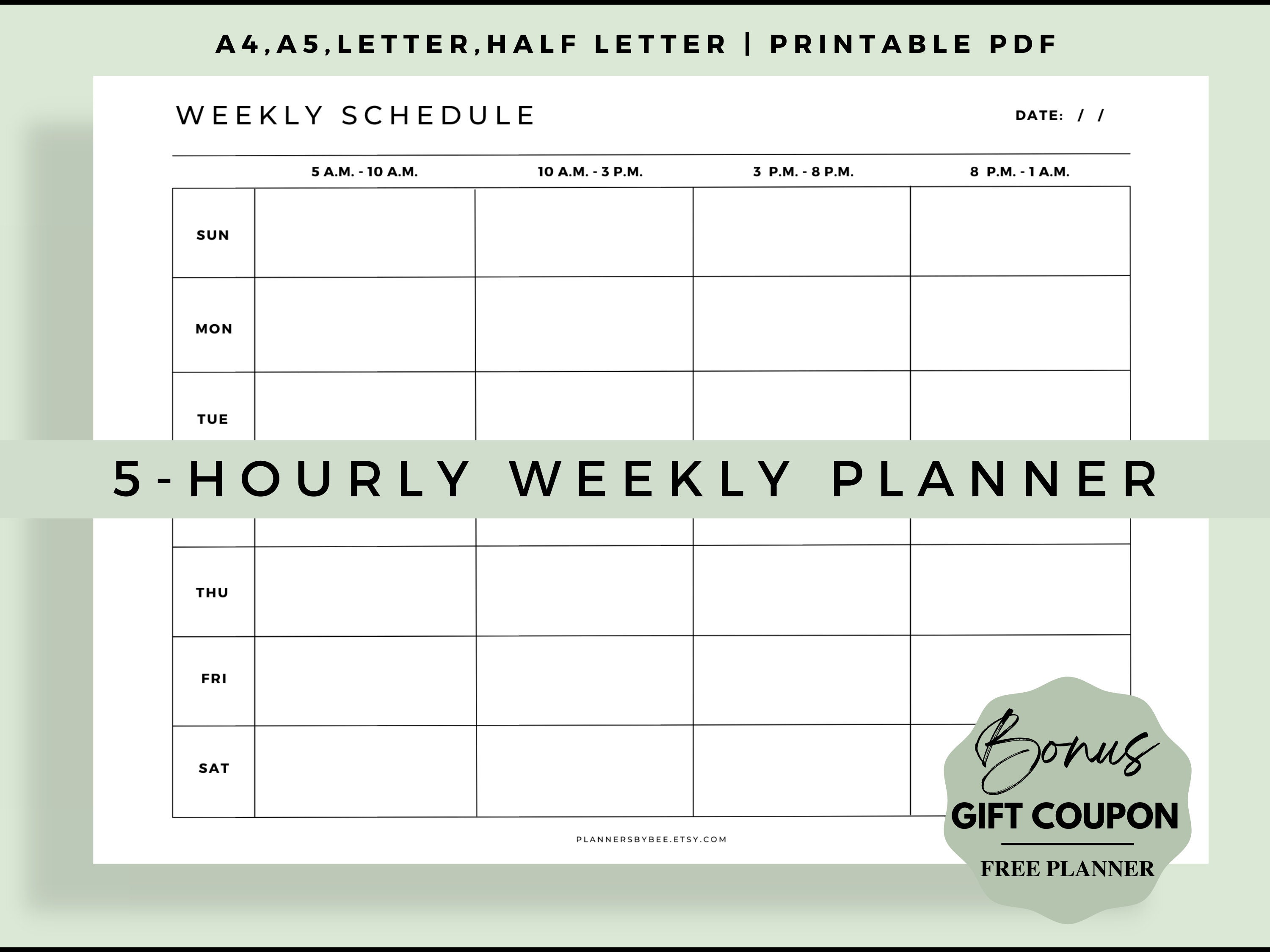 weekly hourly planner printable 24 hour weekly schedule etsy australia