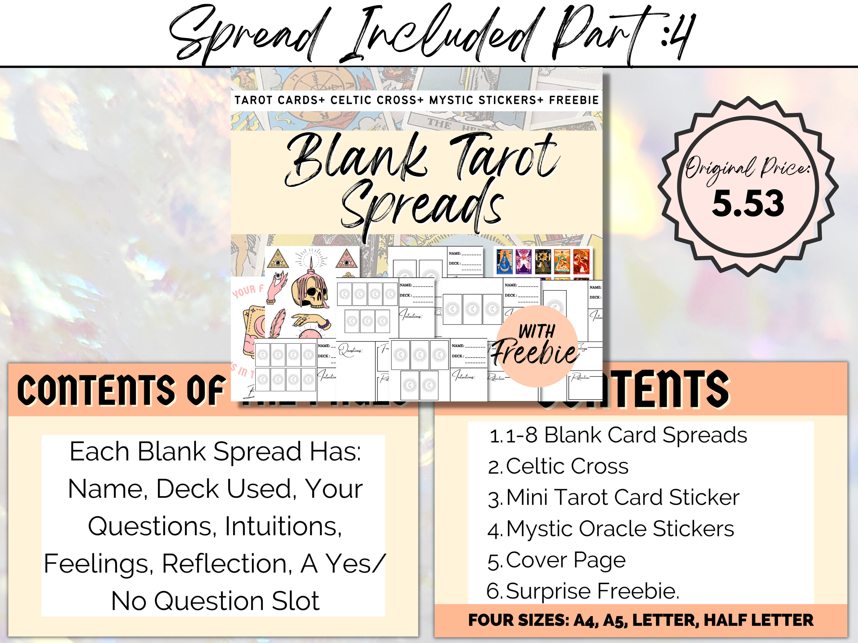 Blank Tarot Spreads Template PDF Create Your Own Spreads 6 Card