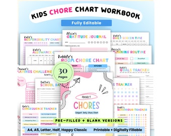 2024 Chore Charts for kids, School Routine & School Work, Cleaning, Kids Allowances rewards, Chore Chart Template, Chore Charts templates