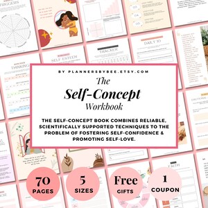 Self Esteem Worksheet, Confidence Therapy Workbook Self Concept Self Love Care Journal, Mindfulness Positive Self Development, Healing ADHD