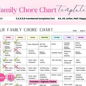 Editable Family Chore Chart: Weekly Planner Printable (Canva & PPT)