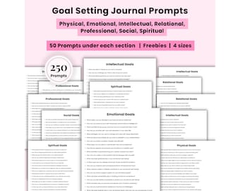 Goal Setting Prompts, Goal setting guide, Smart Goal planner, Goal Setting Journal Writing Prompts, Goal Productivity prompts, Goal tracker