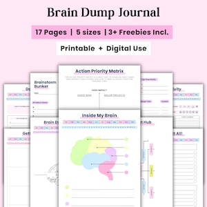 Brain dump template Thoughts dump journal ADHD Productivity Mind Sheets pdf Brain dump printable  brain Declutter google sheets Trigger list