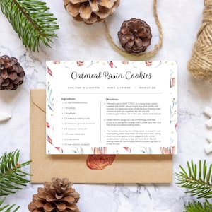 Modelo de cartão de receita de Natal editável grátis, Cartões de receita de feriado em branco, Cartão de receita de família, Cartão de receita faça você mesmo Cartão de receita para impressão personalizado