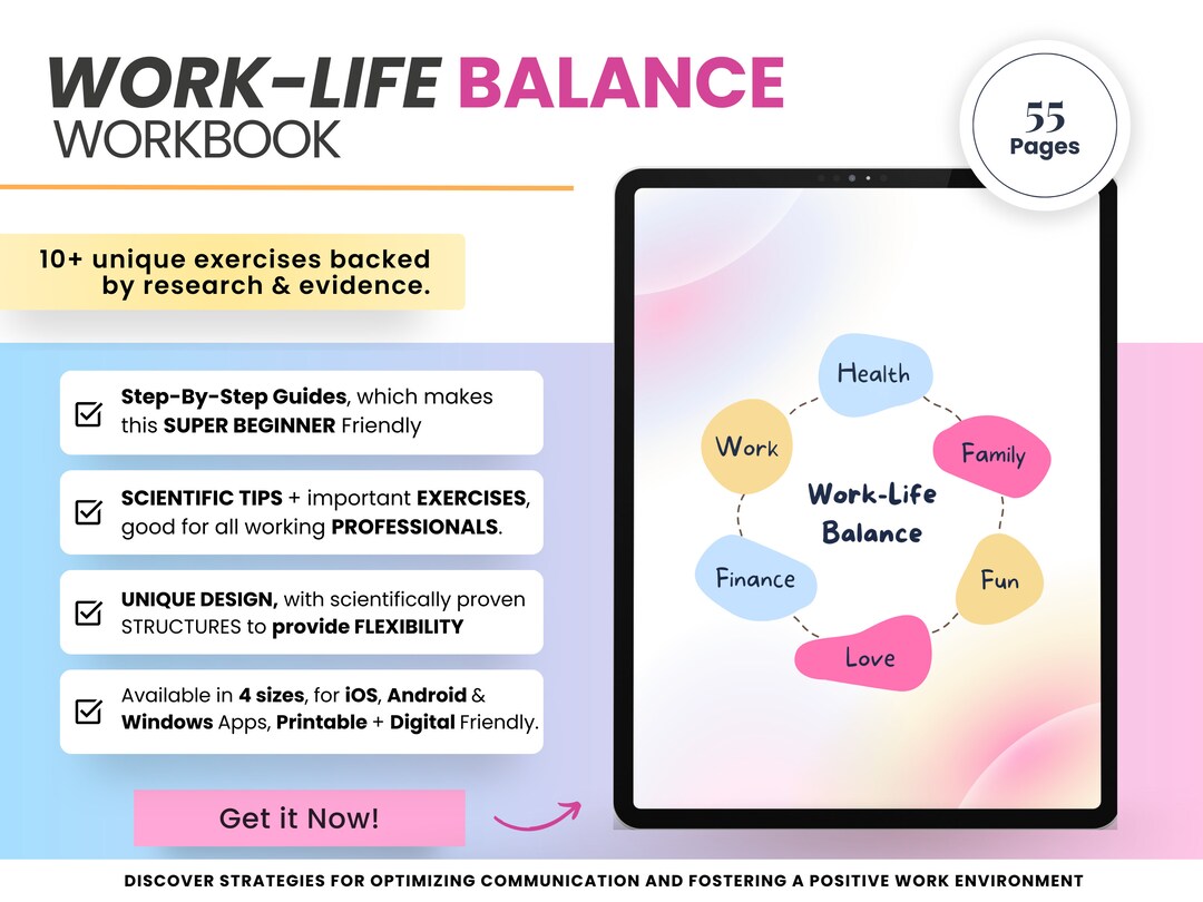ADHD Productivity Tools, Work Life Balance Workbook, Mental Health ...