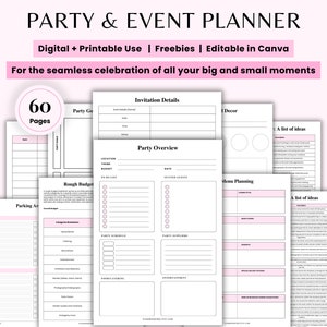 Event Planner Bundle: 60+ Party Planning Templates (Digital Download)