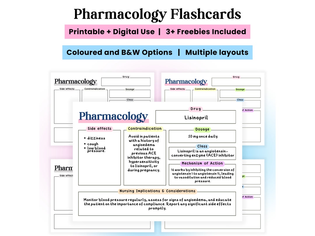 Pharmacology Drug Card Template, Nursing Pharmacology, Printable Drug Card, Pharmacology Note