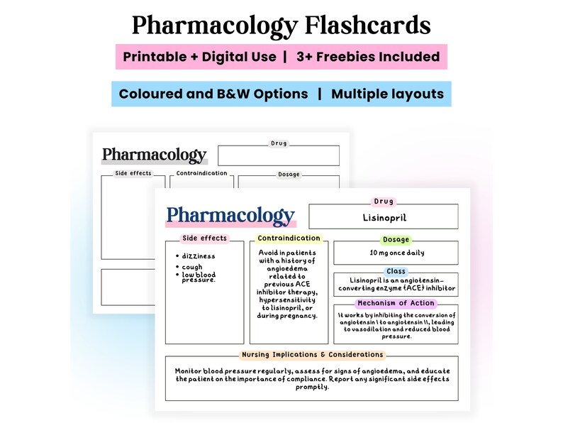 Pharmacology Flash Cards Revision Cards Nursing Flashcard - Etsy