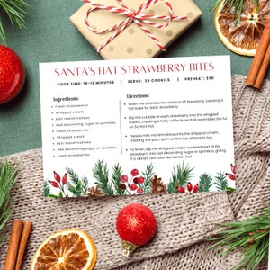 Christmas Editable Recipe Card, Holiday Recipe Cards, Minimalist Recipes, Diy Recipe Card, Printable Recipe binder, 4x6 Modern Minimal 2025