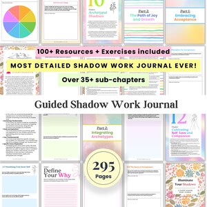 Shadow Work Journal, Shadow work beginners, shadow exercises, shadow work prompts, childhood trauma healing, mental health workbook, ADHD