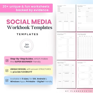 Social Media Planner Printable. Tracker for Instagram, YouTube, Facebook, Pinterest, Blog Content, Business & Marketing Planner, To Do List