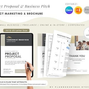 Project Proposal Template Bundle, Business Professional Proposal Template, Project Management, Business Proposal Canva Template, Pitch Deck