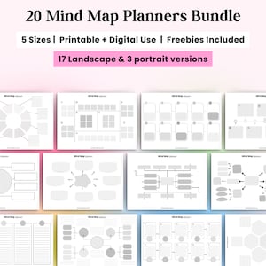 Mind Map, Mind Map template, Printable Mind Map Planner, Study Guide Template, Brain Dump, Brainstorming, Idea Map, Note Taking Diagram