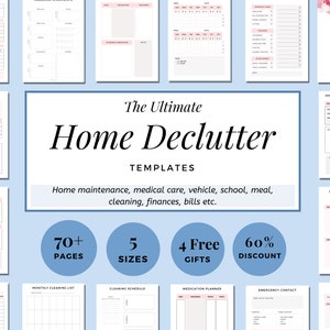 Declutter, Home Organization Printable, Home Decluttering, House Organization, Cleaning Budget Family Meal Medical Care Travel Daily Weekly