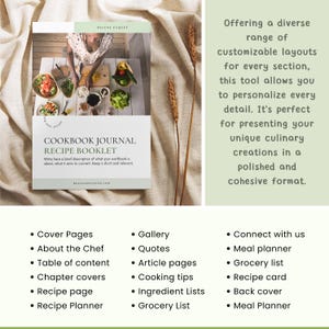 Editable Recipe Book Template: Printable Family Cookbook (canva ...