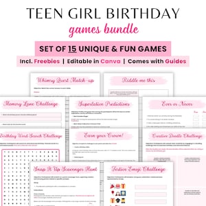Birthday Party Games, Teen Birthday Party games for Her, Girl Sweet 16 Birthday Party Games Teenager Birthday, Kids Children Bday Activities