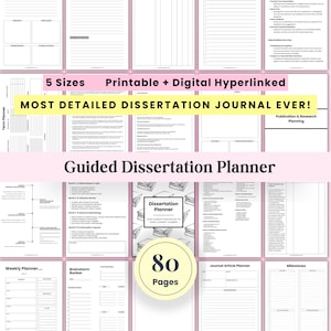 Dissertation Planner: Thesis Writing Organizer for PhD Masters, Article Summary Template & Research Project Plan for University Students