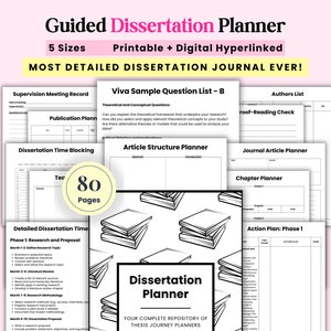 PhD Dissertation Planner, Thesis Journal, Final Year Undergraduate Masters Planner, Research project presentation, Digital Thesis Planning