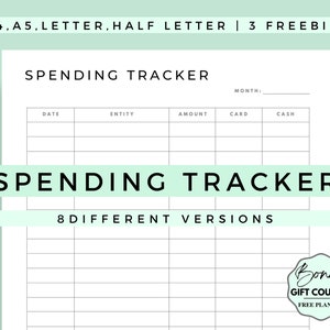 Spending Tracker, Expense Tracker Printable, Spending Log, Purchase Recorder, Transaction Log, A4, A5, Letter, Half Letter, Spending Tracker